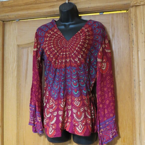 Peacock blouse Boho style size large NEW never used - Picture 2 of 16